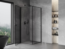 Mexen Mist-B Duschkabine mit schwenkbarer linker Tür 90 x 90 cm, schwarzer Rahmen, schwarz - 8A2T-090-090-70-70-L