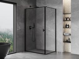 Mexen Mist-B Duschkabine Schwingtür links 70 x 90 cm, schwarzer Rahmen, schwarz - 8A2T-070-090-70-70-L