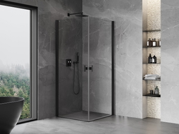 Mexen Mist-B Duo Duschkabine, schwenkbar, 90 x 90 cm, transparent, schwarz - 8A2-090-090-70-00