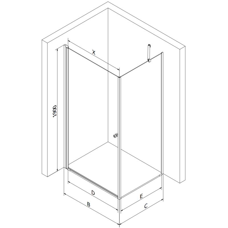 Mexen Pretoria Duschkabine schwenkbar 100 x 100 cm, transparent, schwarz - 852-100-100-70-00