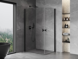 Mexen Mist-B Duo Duschkabine schwenkbar 85 x 75 cm, transparent, schwarz - 8A2-085-075-70-00