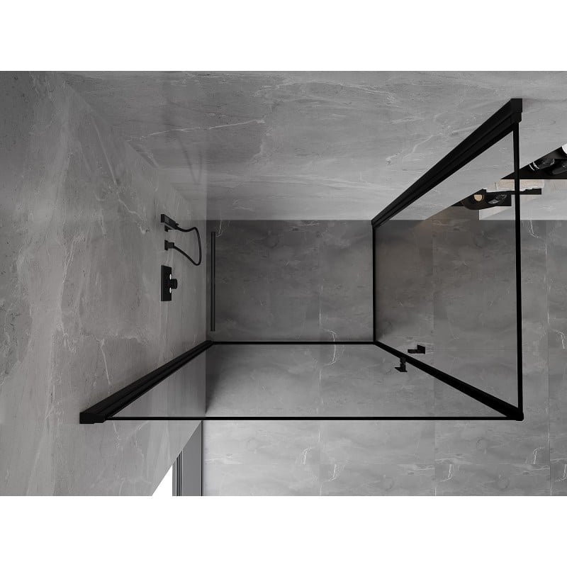 Mexen Mist-B Duo Duschkabine 90 x 80 cm, schwarzer Rahmen, schwarz - 8A2-090L-080P-70-70