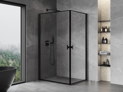 Mexen Mist-B Duo Duschkabine schwenkbar 70 x 90 cm, schwarzer Rahmen, schwarz - 8A2-070L-090P-70-70