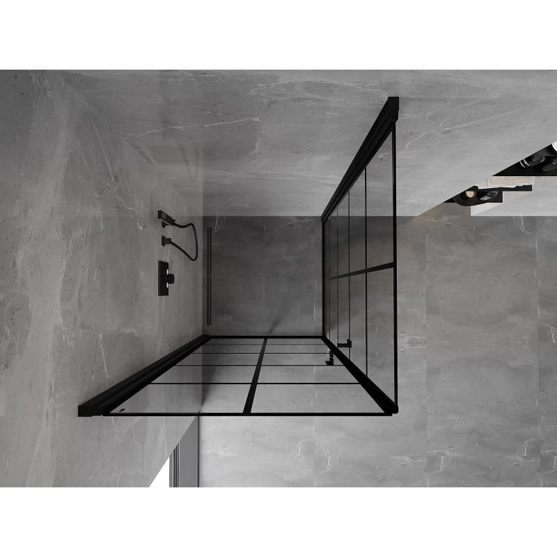 Mexen Mist-B Duo Pendeltür-Duschkabine 80 x 80 cm, schwarzes Gitter, schwarz - 8A2-080L-080P-70-77
