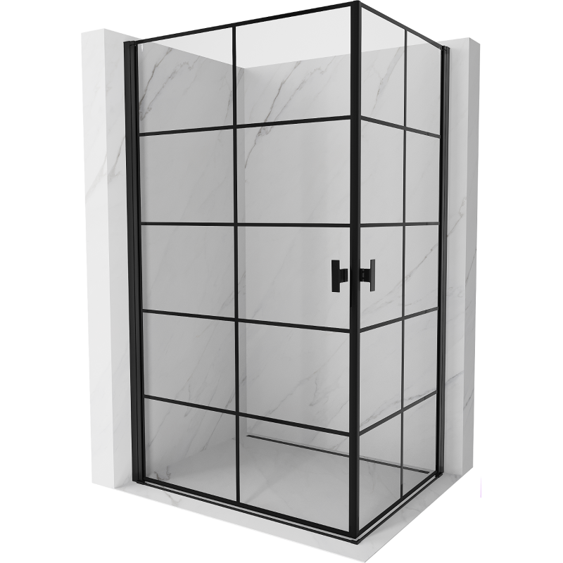 Mexen Mist-B Duo Duschkabine schwenkbar 100 x 70 cm, schwarzes Gitter, schwarz - 8A2-100L-070P-70-77