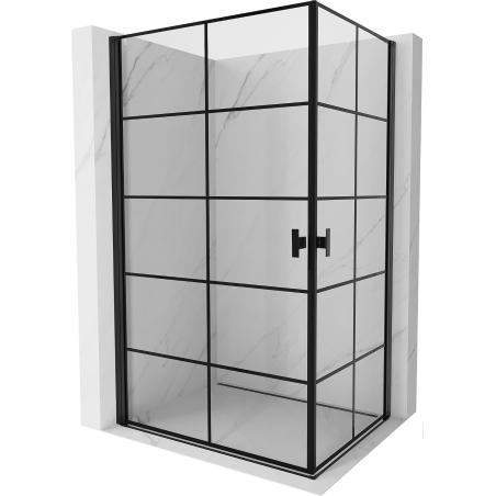 Mexen Mist-B Duo Duschkabine öffnend 70 x 90 cm, schwarzes Gitter, schwarz - 8A2-070L-090P-70-77