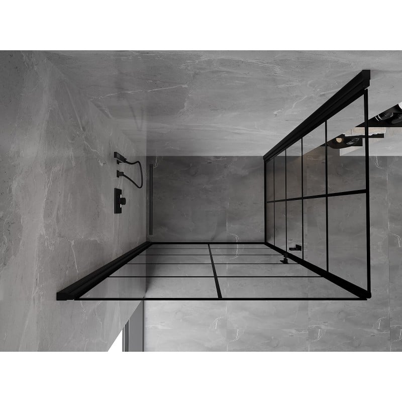 Mexen Mist-B Duo Duschkabine schwenkbar 70 x 100 cm, schwarzes Gitter, schwarz - 8A2-070L-100P-70-77