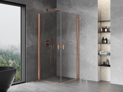 Mexen Mist-B Duo Duschkabine schwenkbar 90 x 90 cm, transparent, gebürstetes Kupfer - 8A2-090-090-65-00