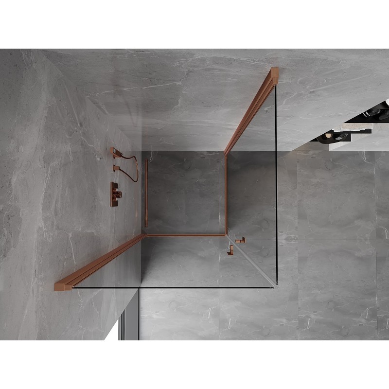Mexen Mist-B Duo Duschkabine schwenkbar 95 x 95 cm, transparent, gebürstetes Kupfer - 8A2-095-095-65-00