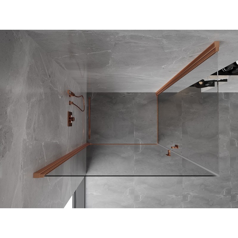Mexen Mist-B Duo Duschkabine Schwingtür 95 x 75 cm, transparent, gebürstetes Kupfer - 8A2-095-075-65-00