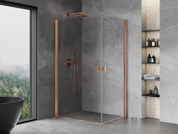 Mexen Mist-B Duo Eckdusche Schwingtür 90 x 85 cm, transparent, gebürstetes Kupfer - 8A2-090-085-65-00