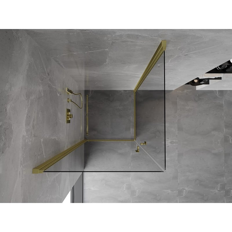 Mexen Mist-B Duo Duschkabine schwenkbar 70 x 70 cm, transparent, gebürstetes Gold - 8A2-070-070-55-00