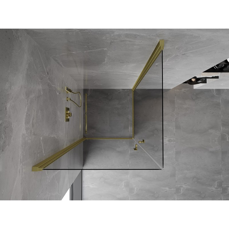 Mexen Mist-B Duo Duschkabine Pendeltür 75 x 75 cm, transparent, gebürstetes Gold - 8A2-075-075-55-00