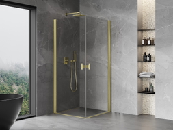 Mexen Mist-B Duo Duschkabine zum Öffnen 85 x 85 cm, transparent, gebürstetes Gold - 8A2-085-085-55-00