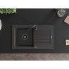 Mexen Pablo Granitspüle 1-beckig mit Abtropffläche 752 x 436 mm, schwarz gesprenkelt, schwarzer Siphon - 6510751010-76-B