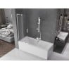 Mexen Velar L Duschabtrennung für die Badewanne, 2-flügelig, 70 x 150 cm, mattiert, weiß - 896-070-003-31-20