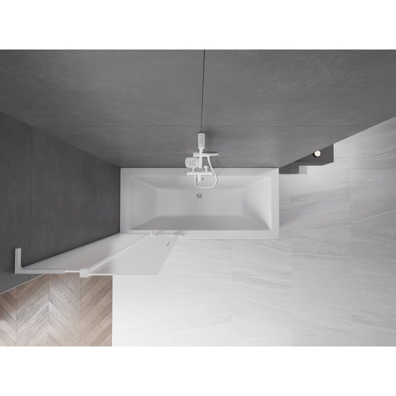 Mexen Velar L Duschabtrennung für die Badewanne, 2-flügelig, 70 x 150 cm, mattiert, weiß - 896-070-003-31-20