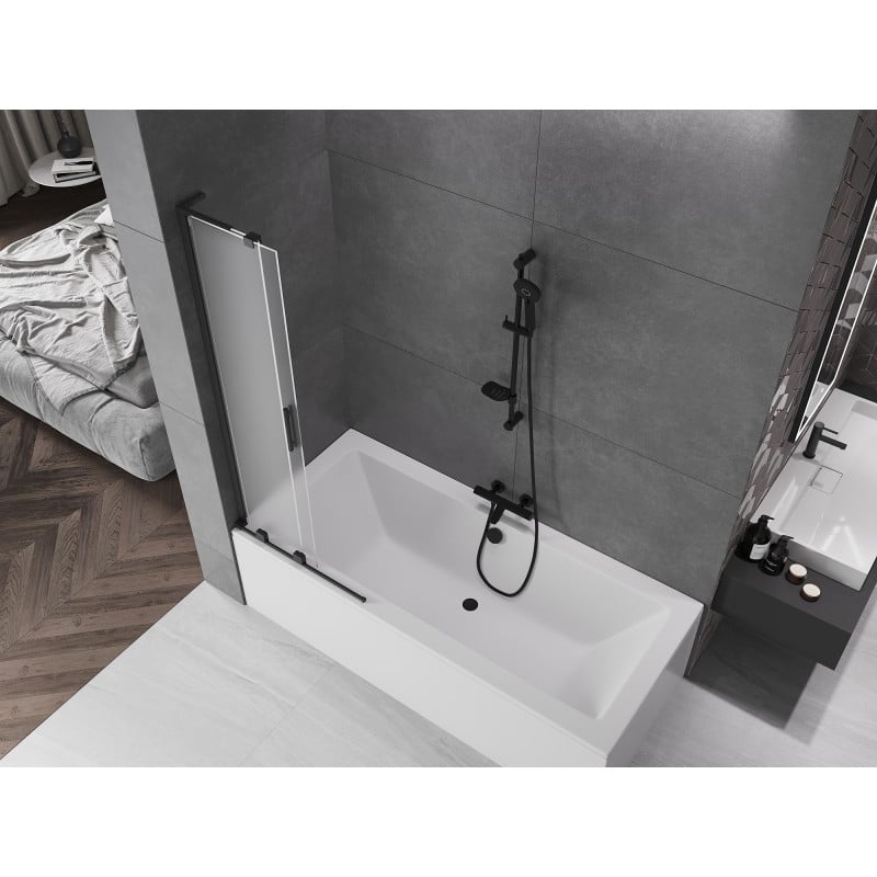 Mexen Velar L Badewannen-Abtrennung 2-flügelig, verschiebbar, 70 x 150 cm, matt, schwarz - 896-070-003-31-70