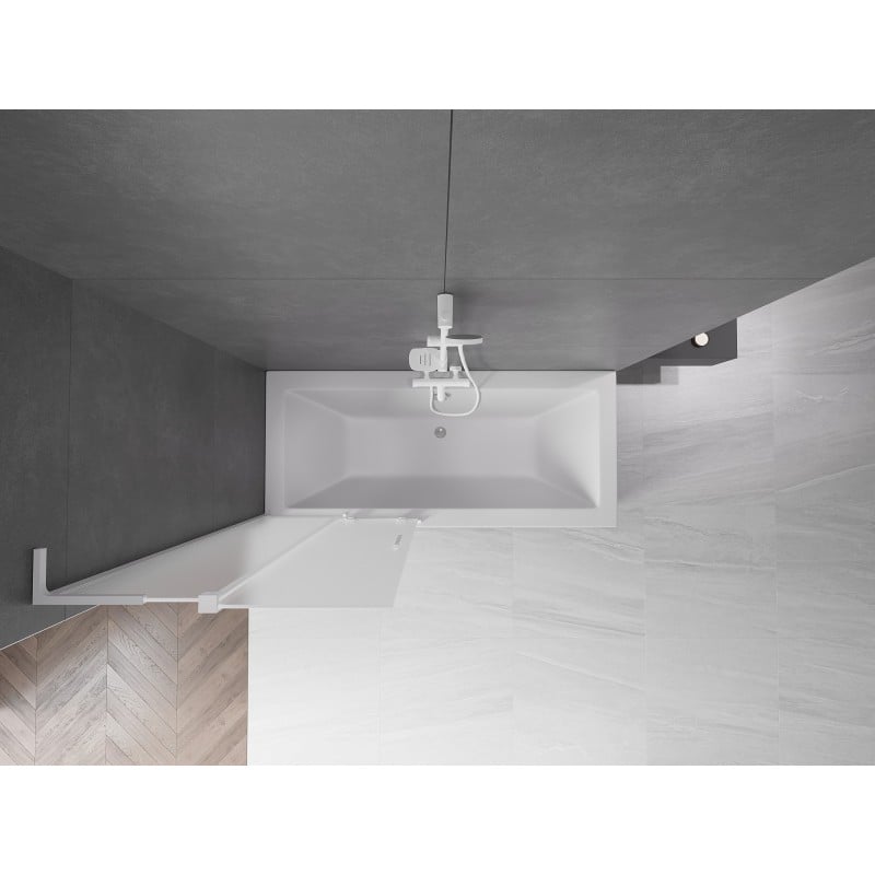 Mexen Velar L Badewannenfaltwand 2-flügelig, verschiebbar 80 x 150 cm, mattiert, weiß - 896-080-003-31-20