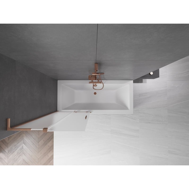 Mexen Velar L Badeabtrennung 2-flügelig schiebbar 80 x 150 cm, matt, gebürstetes Kupfer - 896-080-003-31-65