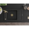 Mexen Elias Granitspüle 1-Becken mit Abtropffläche 795 x 480 mm, schwarz/silber metallic, goldener Siphon - 6511791005-73-G
