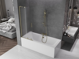 Mexen Velar L Duschabtrennung, 2-flügelig, verschiebbar, 85 x 150 cm, matt, gold - 896-085-003-31-50