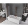 Mexen Velar L Badewannenabtrennung 2-flügelig schiebbar 85 x 150 cm, Mattglas, gebürstetes Kupfer - 896-085-003-31-65