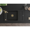 Mexen Elias Einbauk&uuml;chen-Sp&uuml;le 1-Becken mit Abtropffl&auml;che aus Granit 795 x 480 mm, schwarz, goldener Siphon