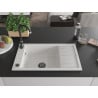 Mexen Elias Granitspüle 1 Becken mit Abtropffläche 795 x 480 mm, weiß, schwarzer Siphon - 6511791005-20-B