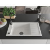 Mexen Elias Granitspüle 1-beckig mit Abtropffläche 795 x 480 mm, weiß, schwarzer Siphon - 6511791005-20-B