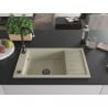 Mexen Elias Granitspüle 1-Becken mit Abtropffläche 795 x 480 mm, beige, schwarzer Siphon - 6511791005-69-B
