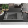 Mexen Elias Granitspüle 1-Becken mit Abtropffläche 795 x 480 mm, grau, schwarzer Siphon - 6511791005-71-B