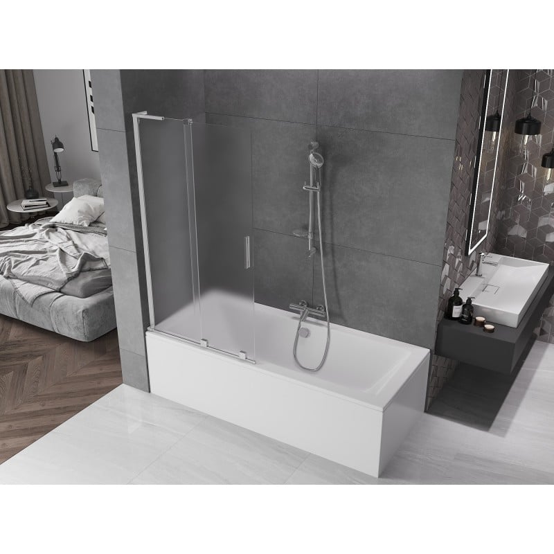 Mexen Velar L Badewannenwand 2-flügelig, verschiebbar 90 x 150 cm, matt, Chrom - 896-090-003-31-01
