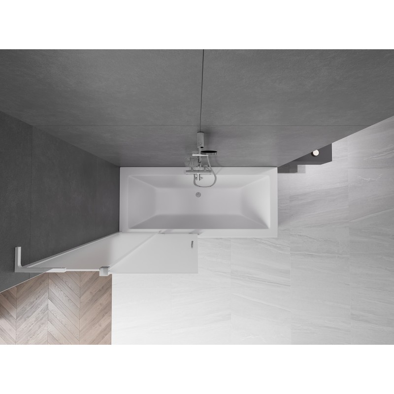 Mexen Velar L Badewannenabtrennung 2-flügelig verschiebbar 95 x 150 cm, matt, chrom - 896-095-003-31-01