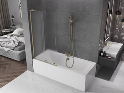 Mexen Velar L Badewannenwand 2-flügelig, verschiebbar 90 x 150 cm, matt, gold - 896-090-003-31-50
