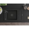 Mexen Elias Granitspüle 1-beckig mit Abtropffläche 795 x 480 mm, schwarz, schwarzer Siphon - 6511791005-77-B