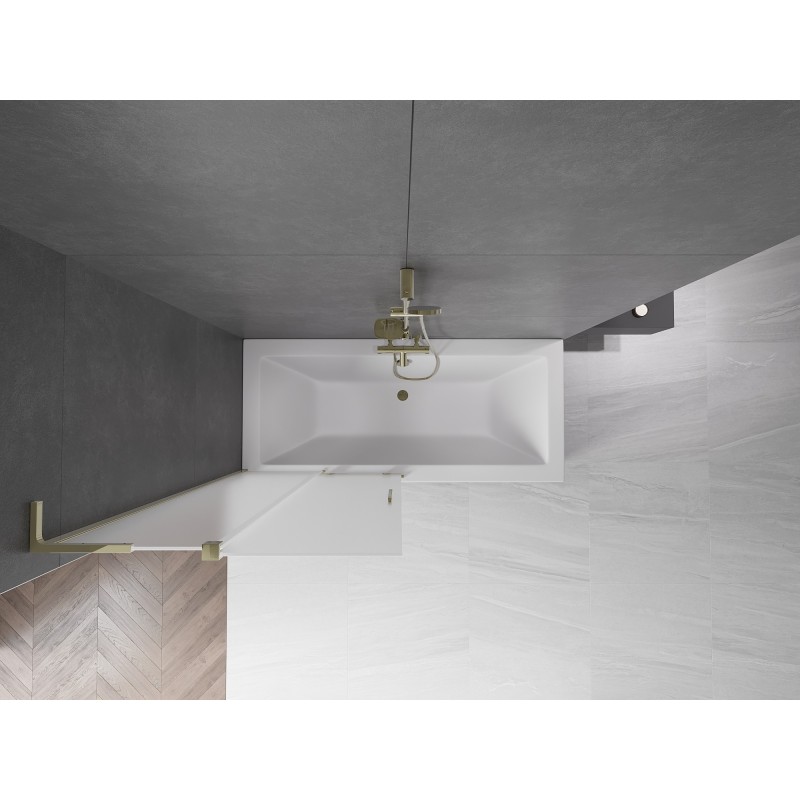 Mexen Velar L Badewannenaufsatz, 2-flügelig, 95 x 150 cm, satiniert, gold - 896-095-003-31-50