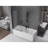 Mexen Velar L Badewannenfaltwand 2-flügelig, schiebbar, 95 x 150 cm, satiniert, schwarz - 896-095-003-31-70