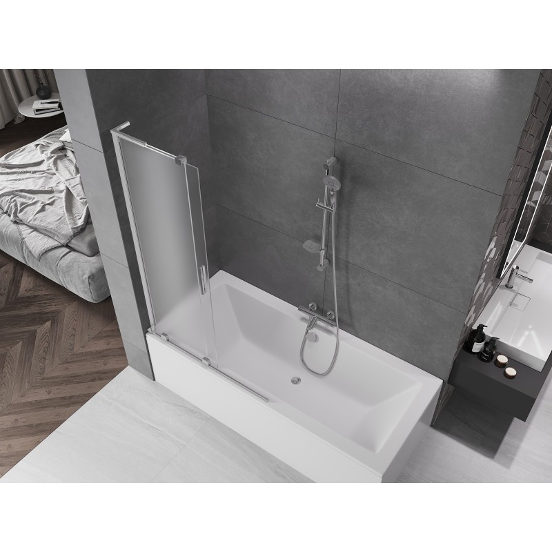 Mexen Velar L Badewannenabtrennung 2-flügelig Schiebbar 100 x 150 cm, matt, chrom - 896-100-003-31-01