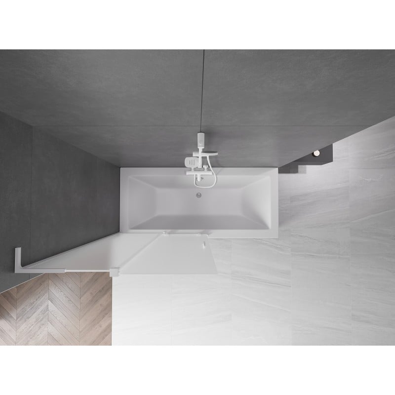 Mexen Velar L Badewannenwand 2-flügelig verschiebbar 100 x 150 cm, satiniert, weiß - 896-100-003-31-20