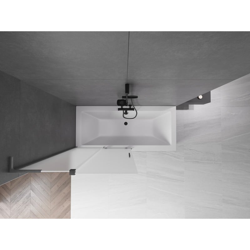 Mexen Velar L Badewannenaufsatz 2-flüglig verschiebbar 100 x 150 cm, matt, gun grau gebürstet - 896-100-003-31-66