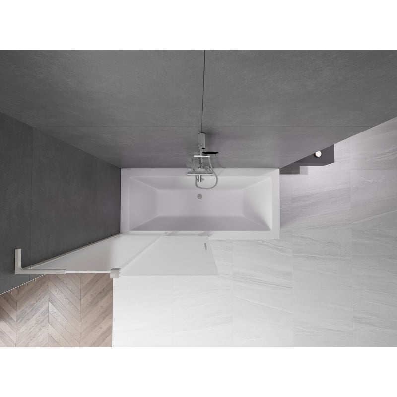 Mexen Velar L Badewannenwand 2-flügelig verschiebbar 100 x 150 cm, matt, gebürsteter Nickel - 896-100-003-31-97