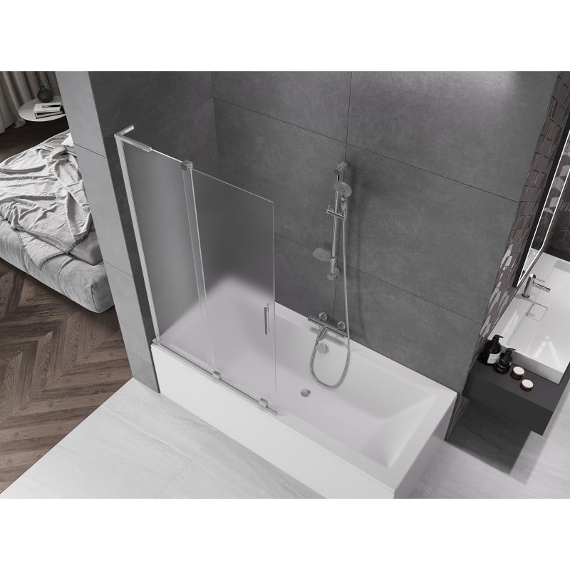 Mexen Velar L Badewannenfaltwand 2-teilig verschiebbar 110 x 150 cm, matt, Chrom - 896-110-003-31-01