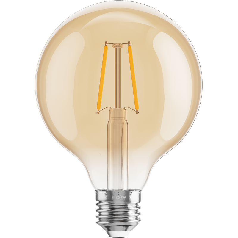 Mexen Vintis LED-Filamentlampe E27, G95, 2W, Warm - 2200K, 180 lm, amber - L157-E27-0222-50