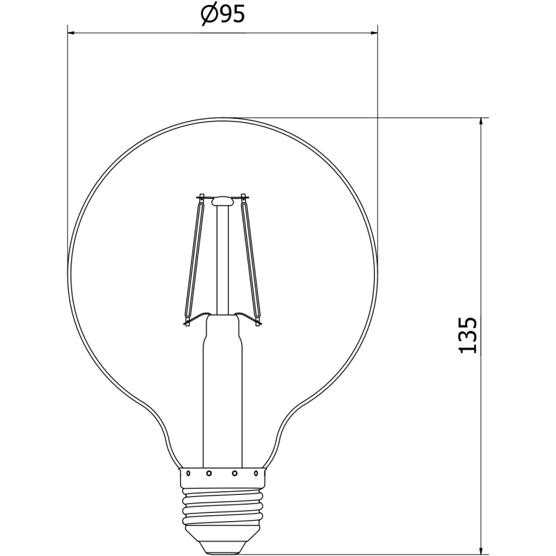 Mexen Vintis LED-Filamentlampe E27, G95, 2W, Warm - 2200K, 150 lm, Rauch - L157-E27-0222-70