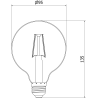 Mexen Vintis LED-Filamentlampe E27, G95, 2W, Warm - 2200K, 150 lm, Rauch - L157-E27-0222-70