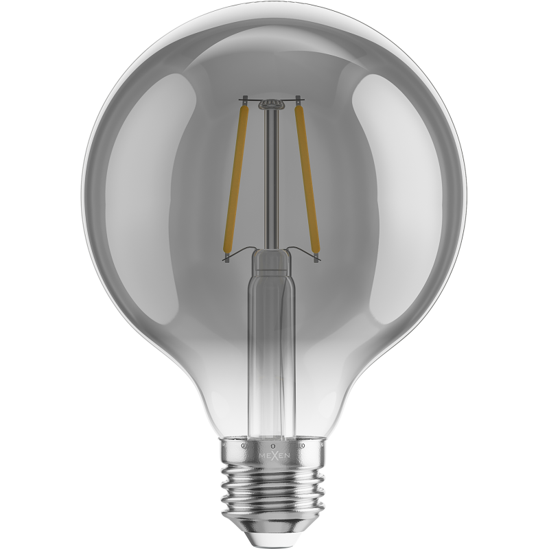 Mexen Vintis LED-Filamentlampe E27, G95, 2W, Warm - 2200K, 150 lm, Rauch - L157-E27-0222-70