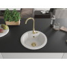 Mexen Diego Granitspüle 1-fach 488 x 480 mm, weiß, goldener Siphon - 6512481000-20-G