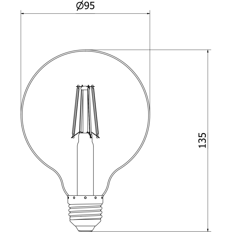 Mexen Vintis LED-Filamentlampe E27, G95, 4W, Warm - 2700K, 300 lm, smoke - L157-E27-0427-70