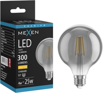 Mexen Vintis LED-Filamentlampe E27, G95, 4W, Warm - 2700K, 300 lm, smoke - L157-E27-0427-70